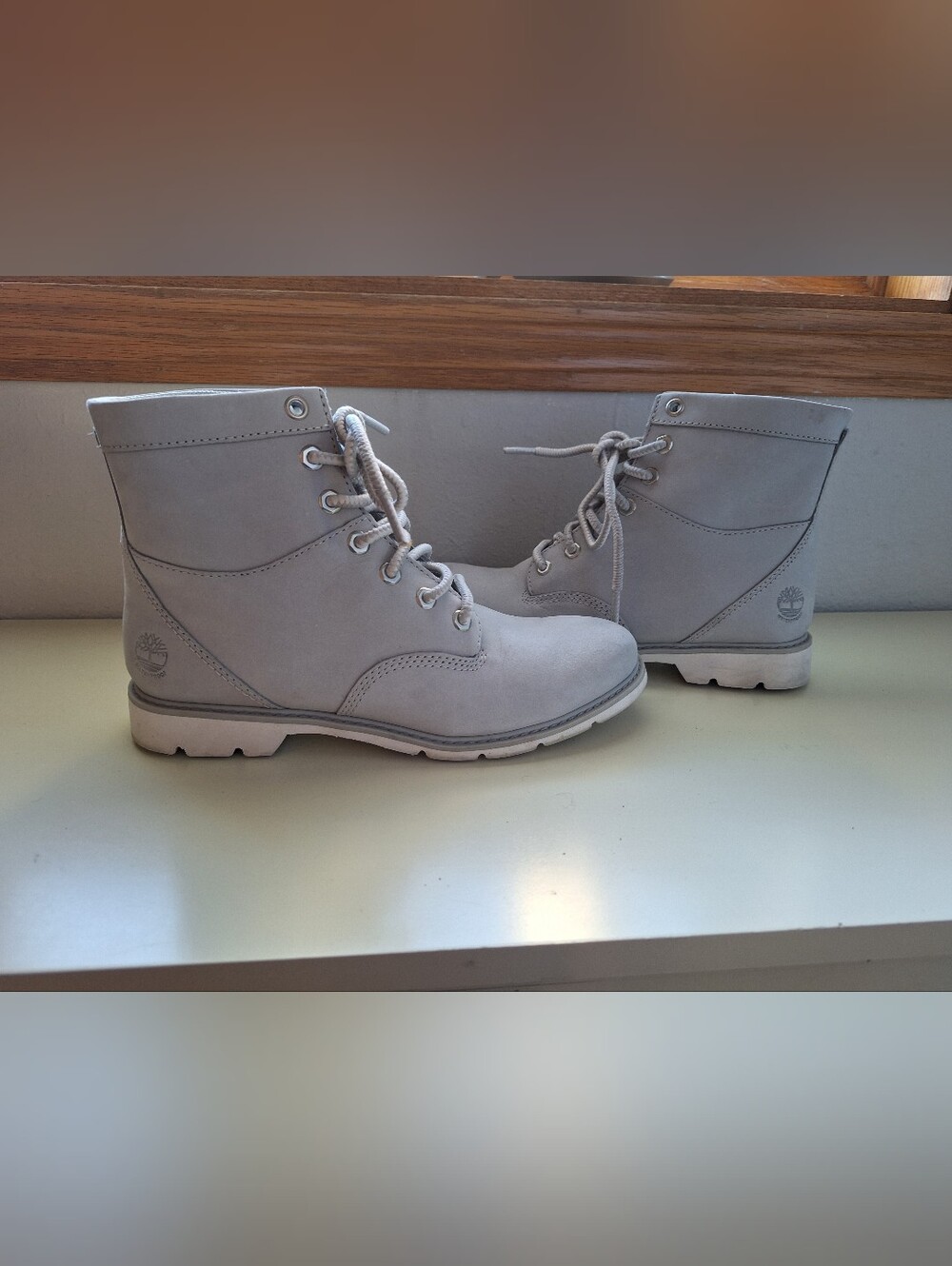 Timberland Light Gray Lace-Up Ankle Boots